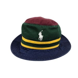 Polo Ralph Lauren Colorblock Bucket Hat 100% Cotton Unisex Mens Size Small